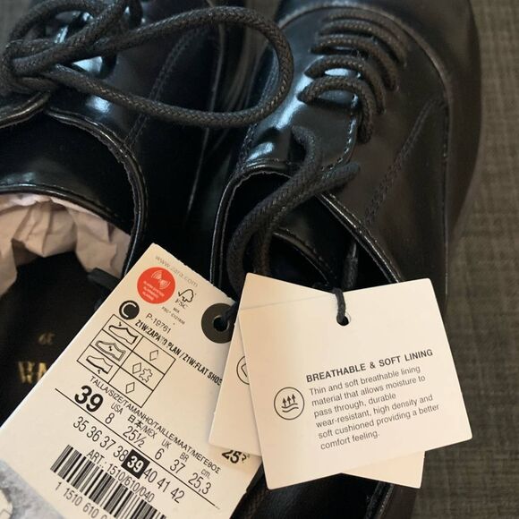 ZARA PLATFORM DERBY SHOES Size 8 Black - Picture 2 of 3